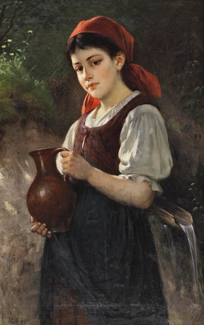Young Girl with an Earthenware Jug by Rudolf Epp